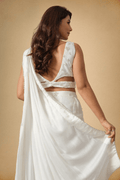 White Designer Saree for Party Wear, Wedding & Reception Women - The House of Indu