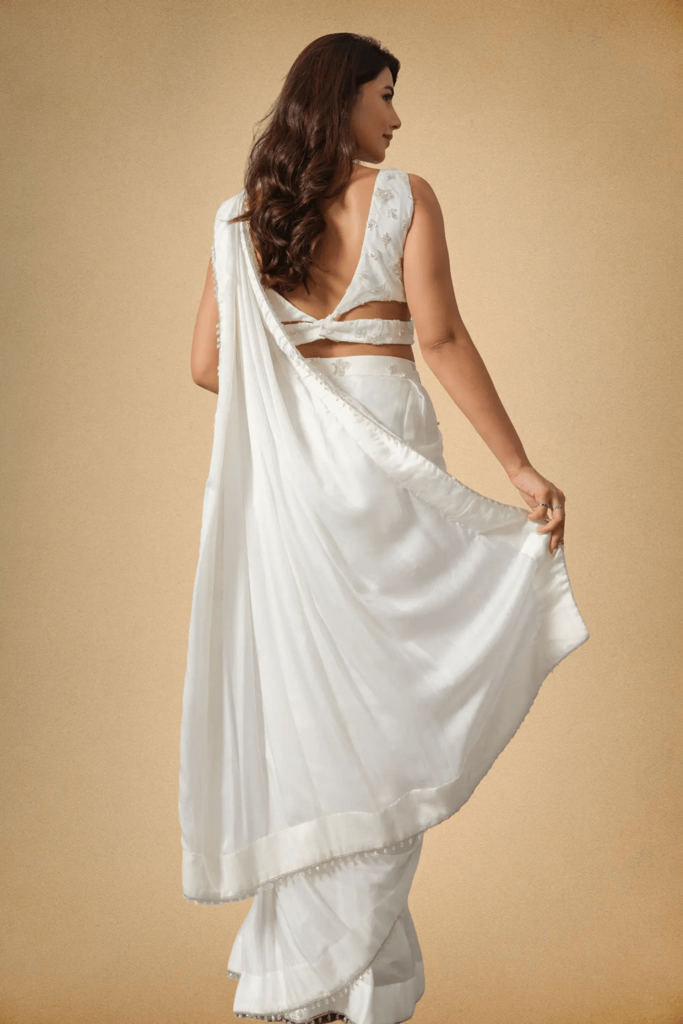 White Designer Saree for Party Wear, Wedding & Reception Women - The House of Indu