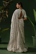White Georgette Chikankari Lehenga with Blouse & Dupatta - The House of Indu