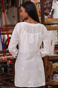 White Chikankari Short Kurti Back View