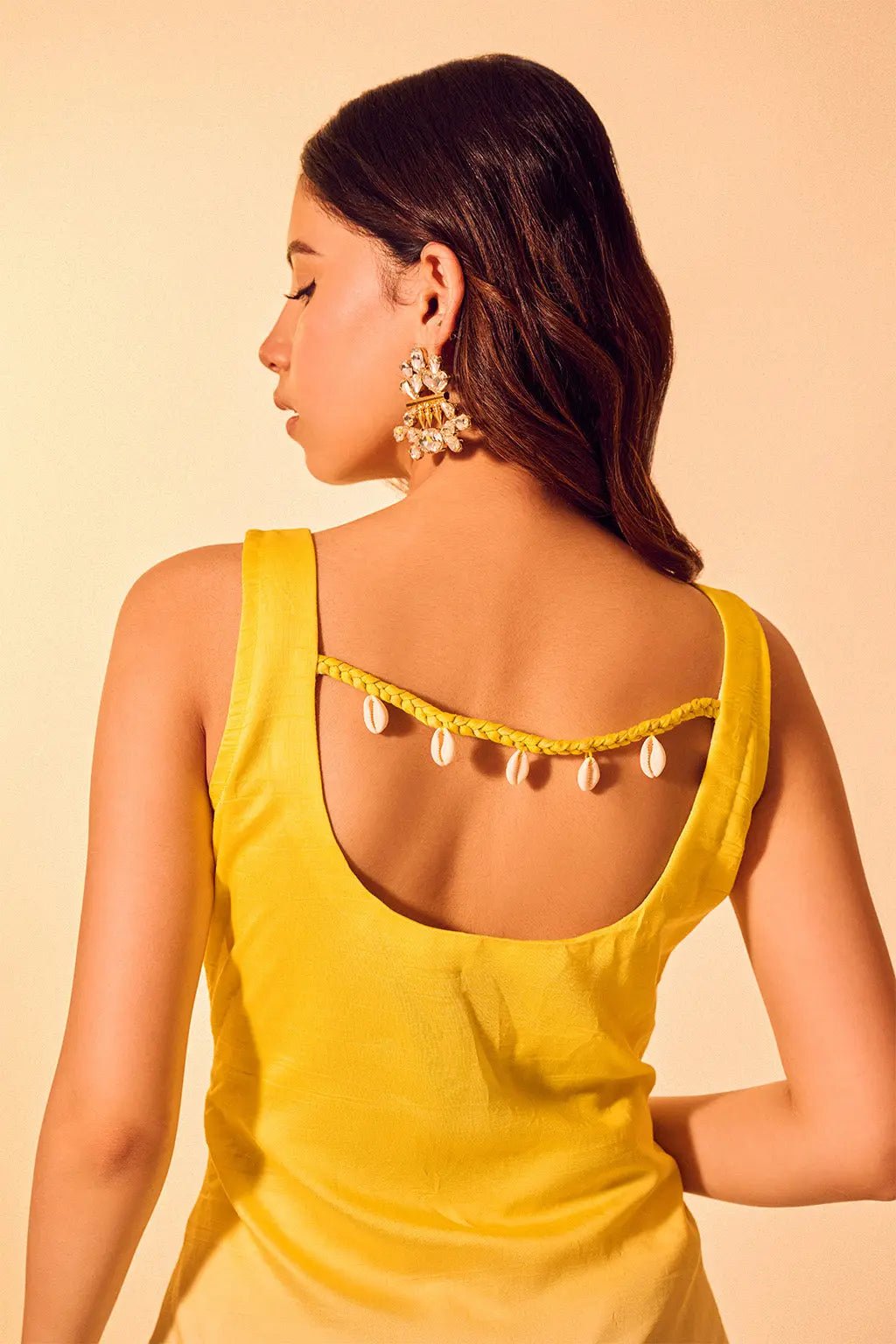 Yellow Ombré Kurti Straight Kurti with Shell Detailing & Dori - The House of Indu